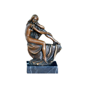 Female Art Figure Stone Lady Bronze Sculpture Home Decor Brass Statue TPE-510 / 511